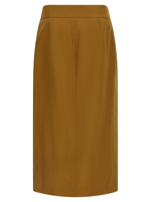 Jupe midi Alberto Biani en viscose marron