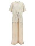 Haikure Beige Cotton Long Dress