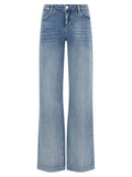 L'Agence Blue Cotton Straight-Leg Jeans