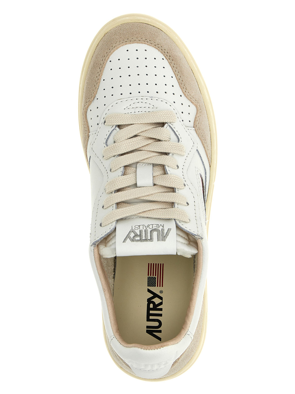 Autry Beige Cowhide Low Top Sneakers