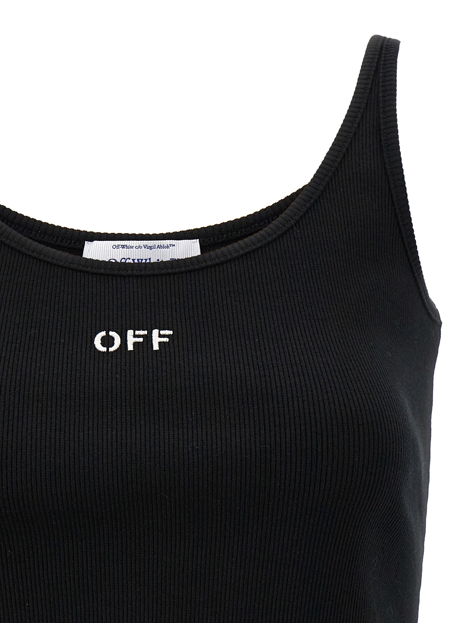 Camiseta sin mangas Off-White de algodón negro