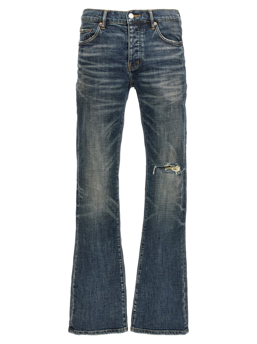 PURPLE Blue Cotton Flared Jeans
