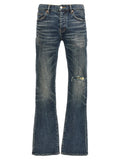 PURPLE Blue Cotton Flared Jeans