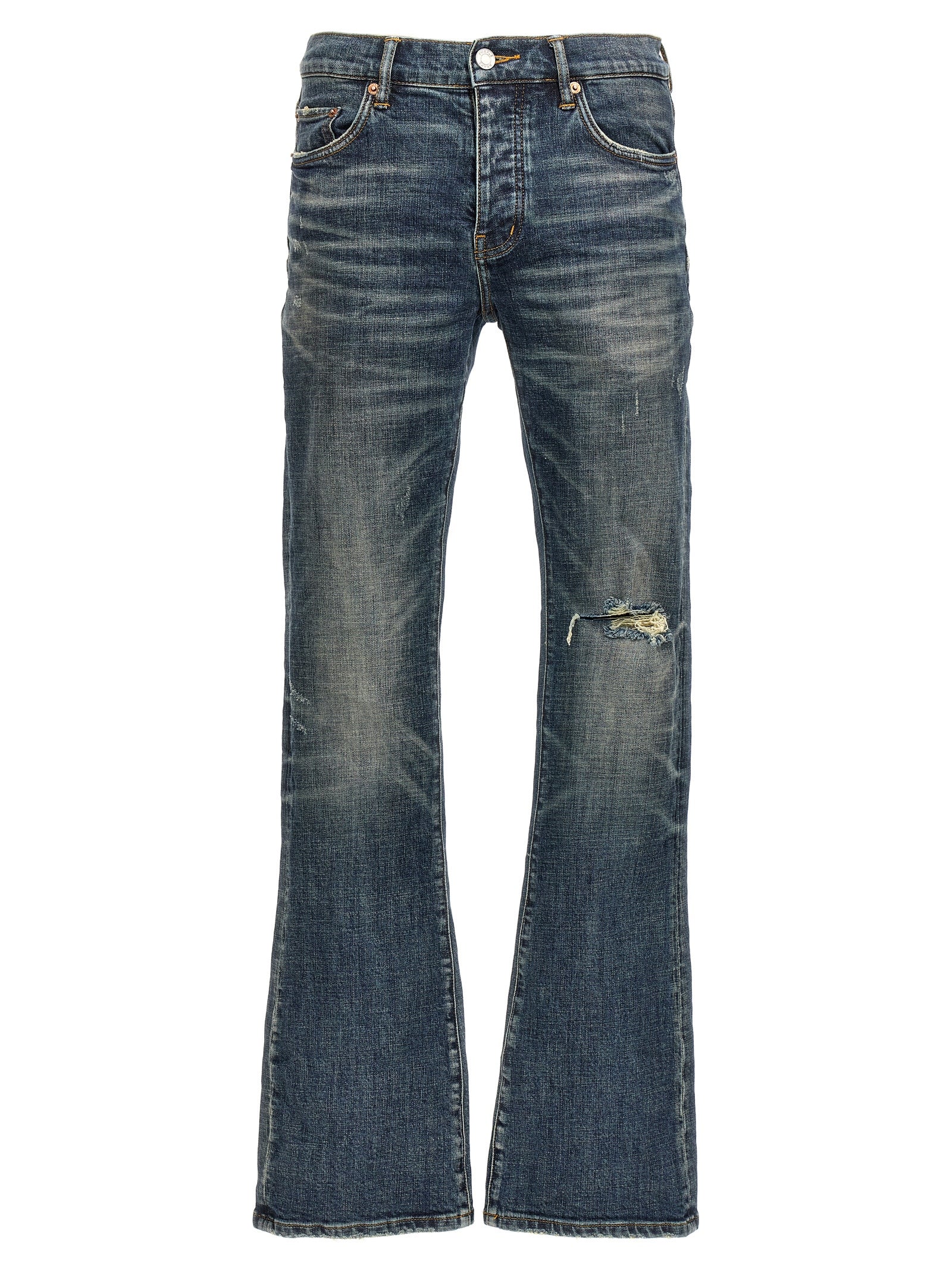 PURPLE Blue Cotton Flared Jeans