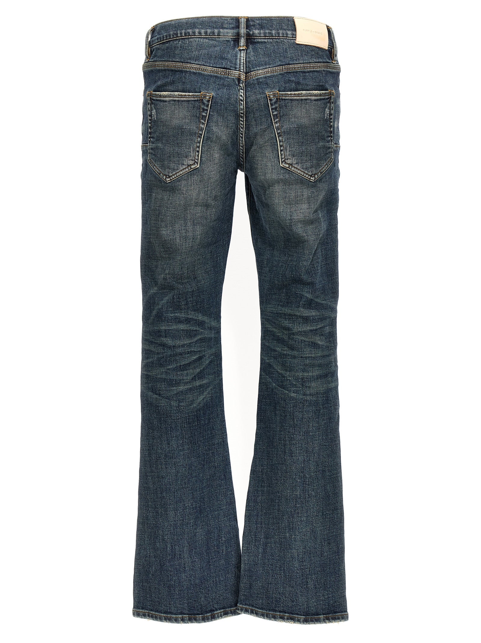 PURPLE Blue Cotton Flared Jeans