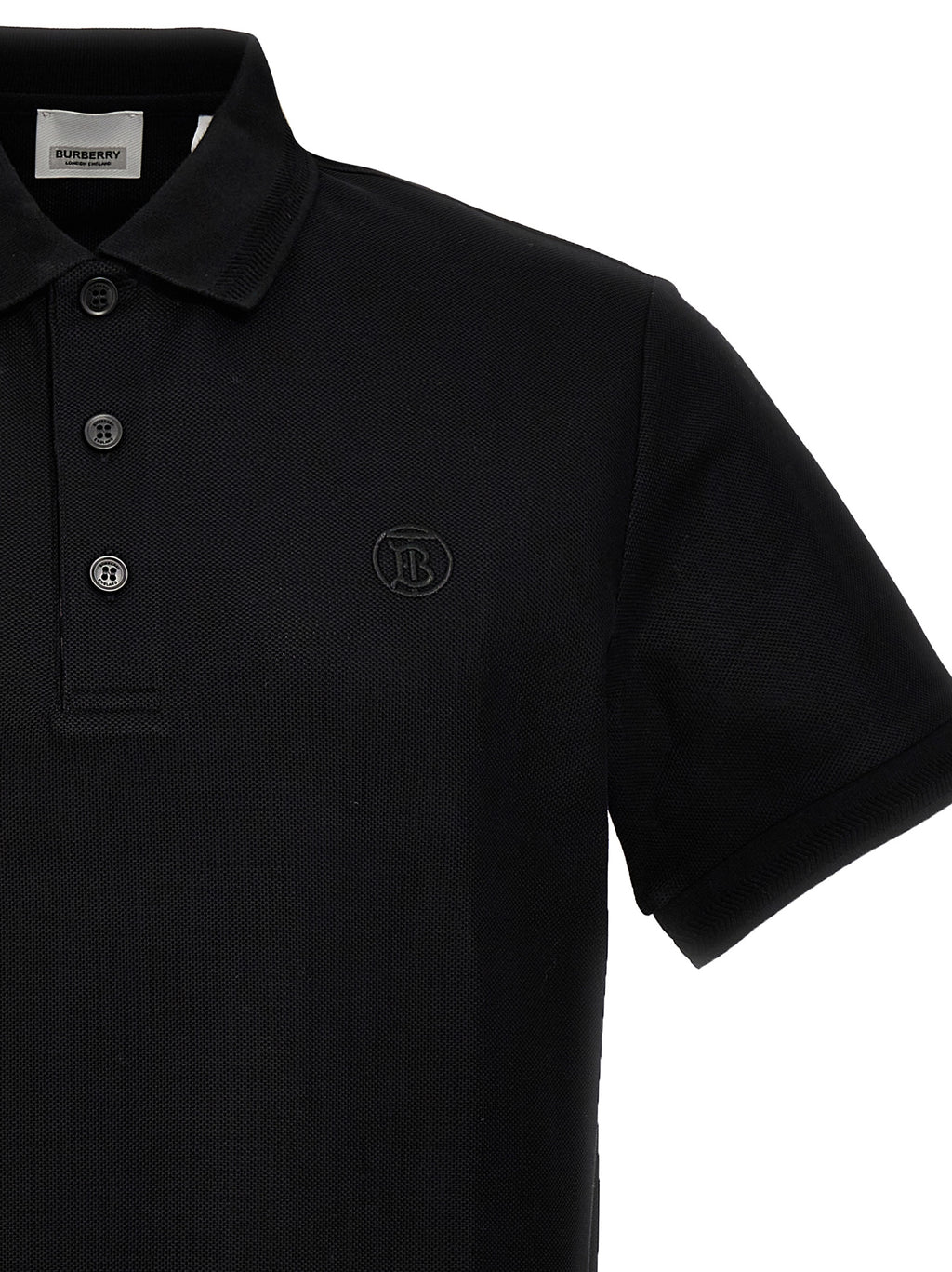 Polo de Algodón Negro de Burberry