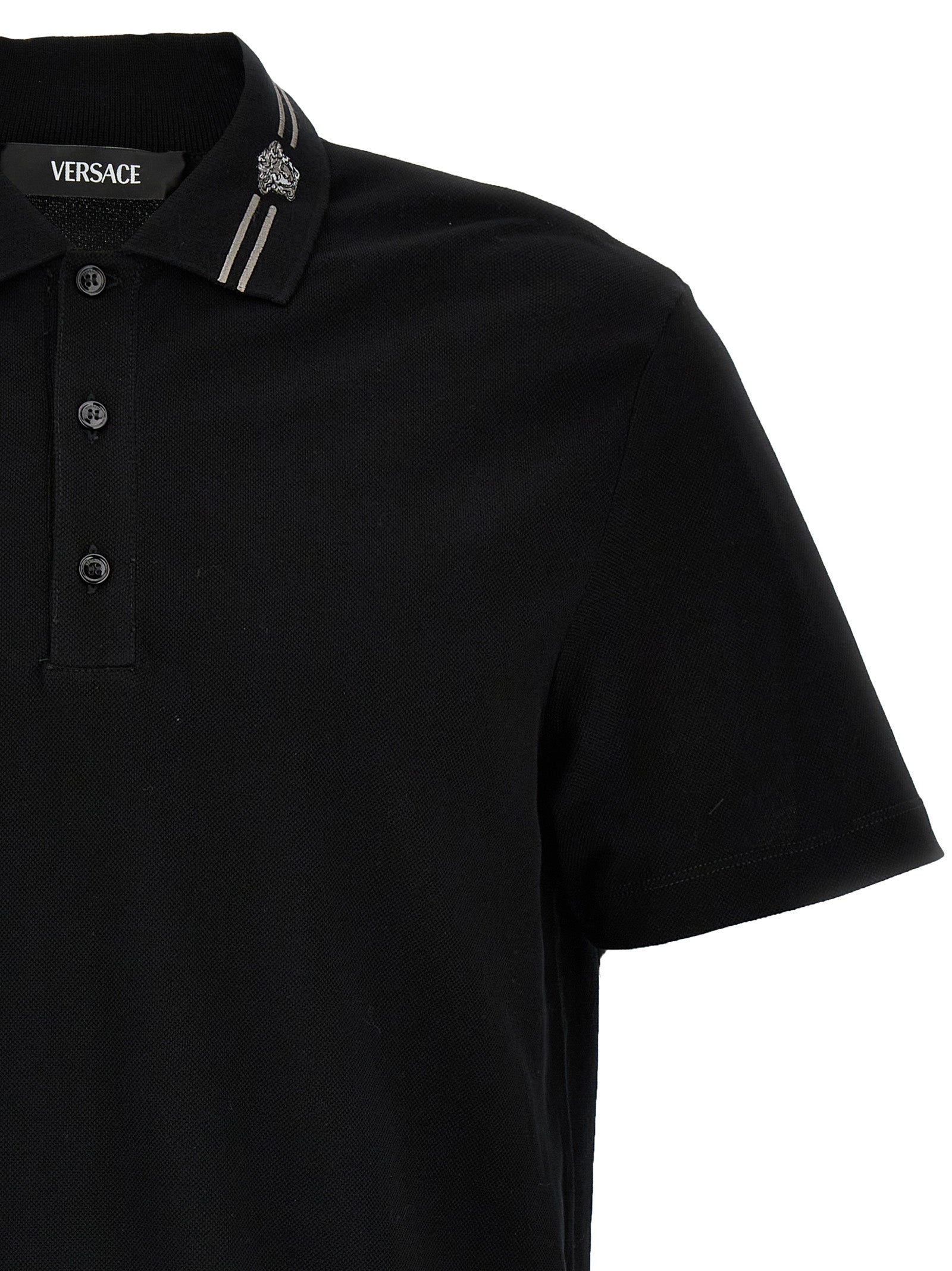 Polo Versace de algodón negro