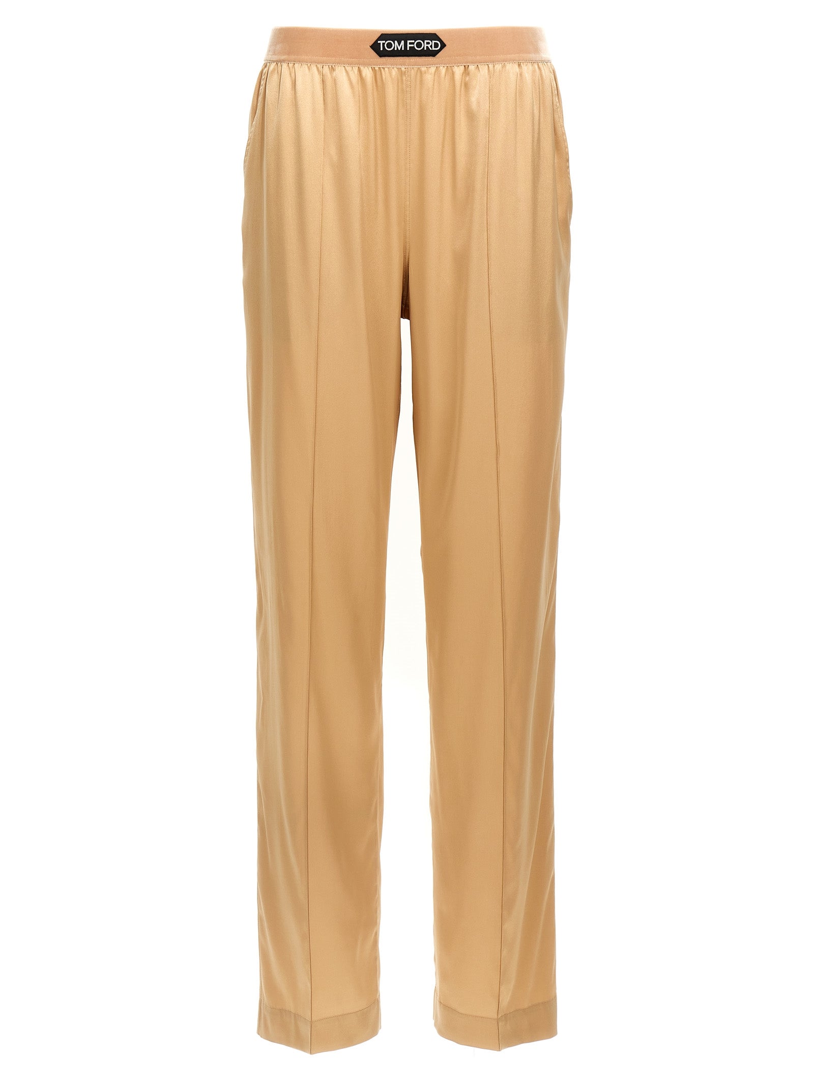 Pantalones casuales de seda beige Tom Ford