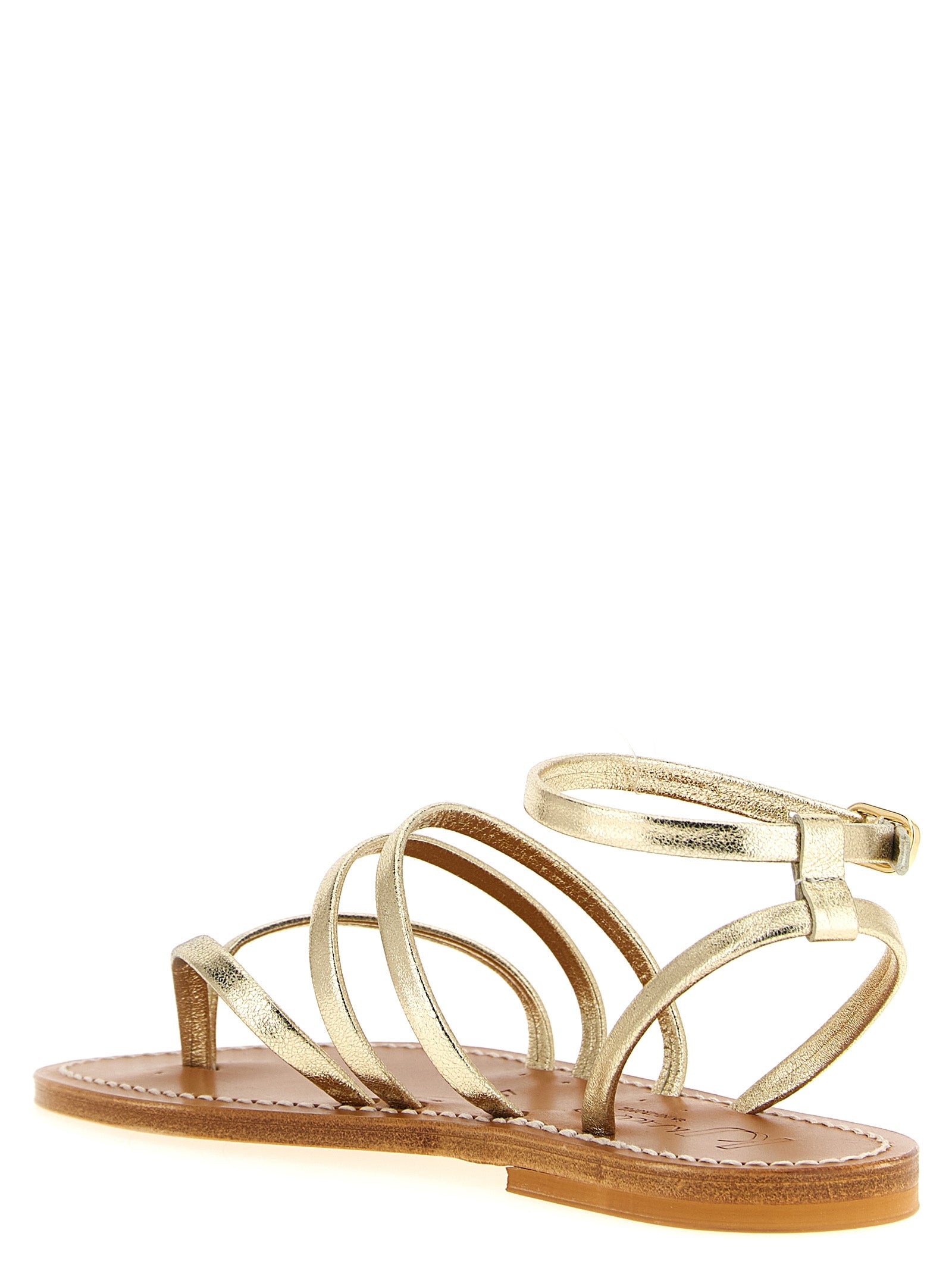 K.JACQUES SAINT TROPEZ Gold Cowhide Flat Sandals