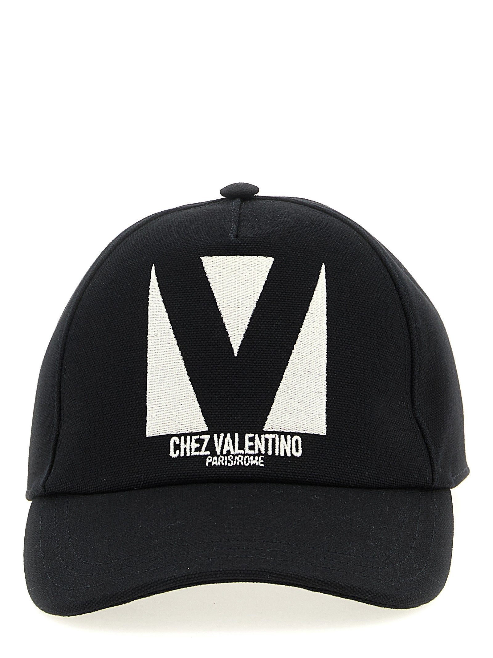Gorra de algodón negra Valentino Garavani (gorra de béisbol)