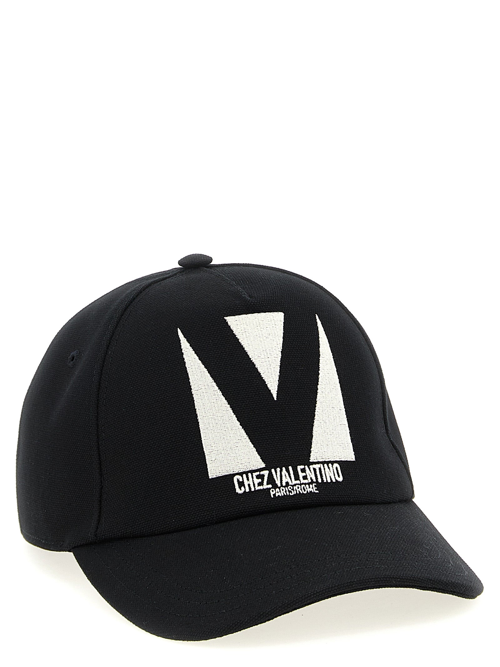 Gorra de algodón negra Valentino Garavani (gorra de béisbol)