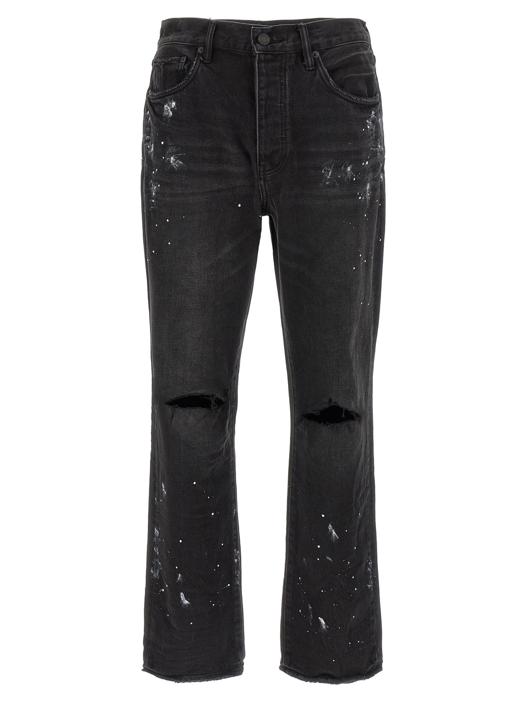 PURPLE Black Cotton Straight-Leg Jeans