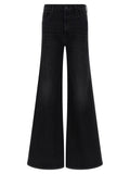 Mother Denim Black Cotton Flared Jeans