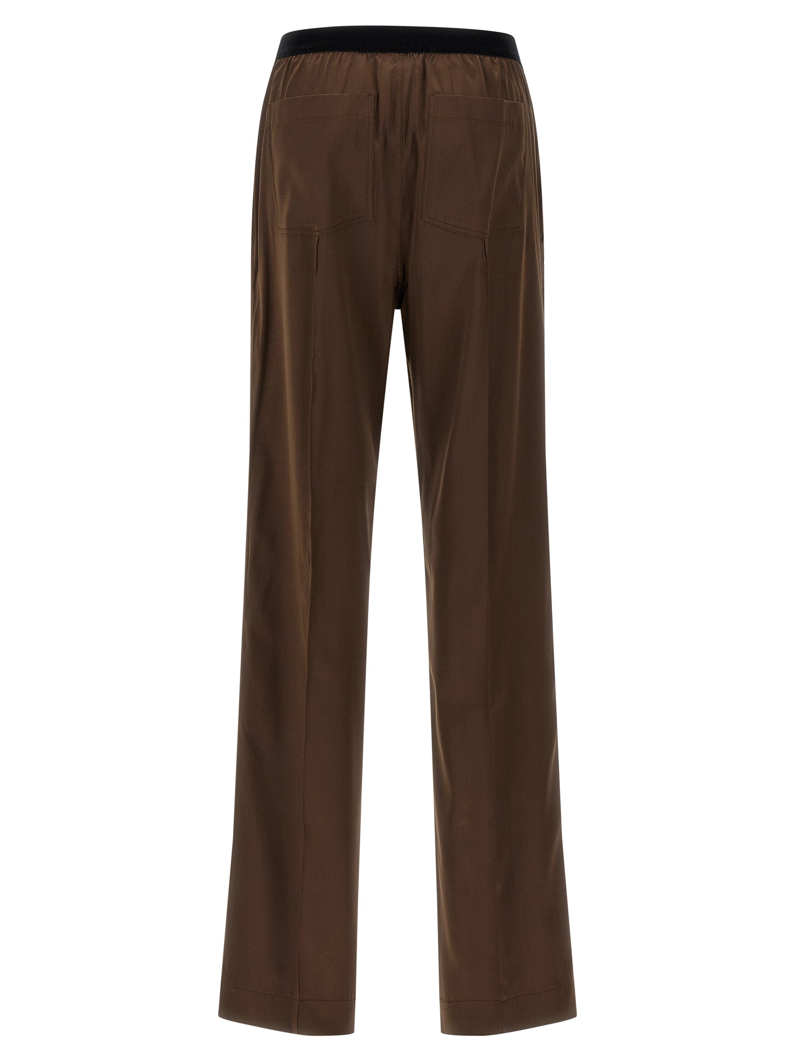 Pantalones casuales de seda marrón Tom Ford