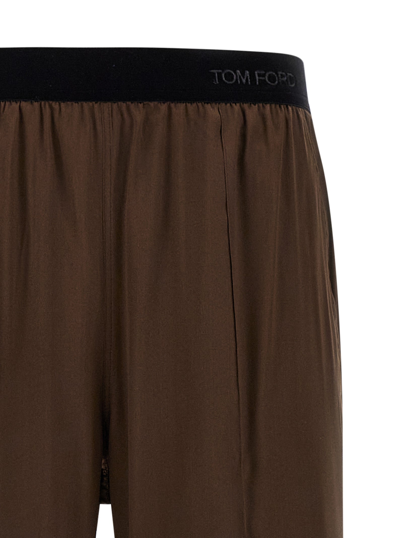 Pantalones casuales de seda marrón Tom Ford