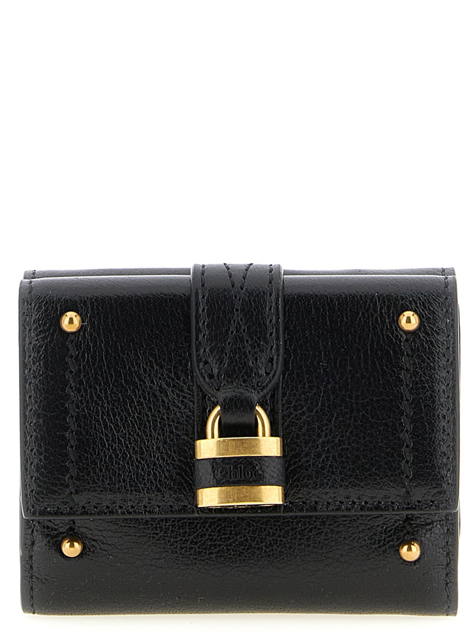 Tarjetero Chloé de cuero de búfalo negro