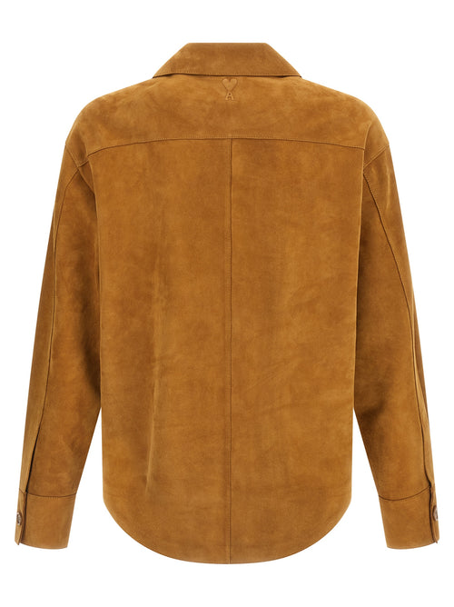 Chaqueta de cuero Ami Paris marrón de piel de cordero