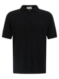 MA'RY'YA Black Cotton Polo Shirt