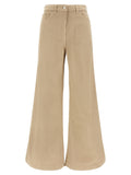 NUDE Beige Cotton Flared Pants