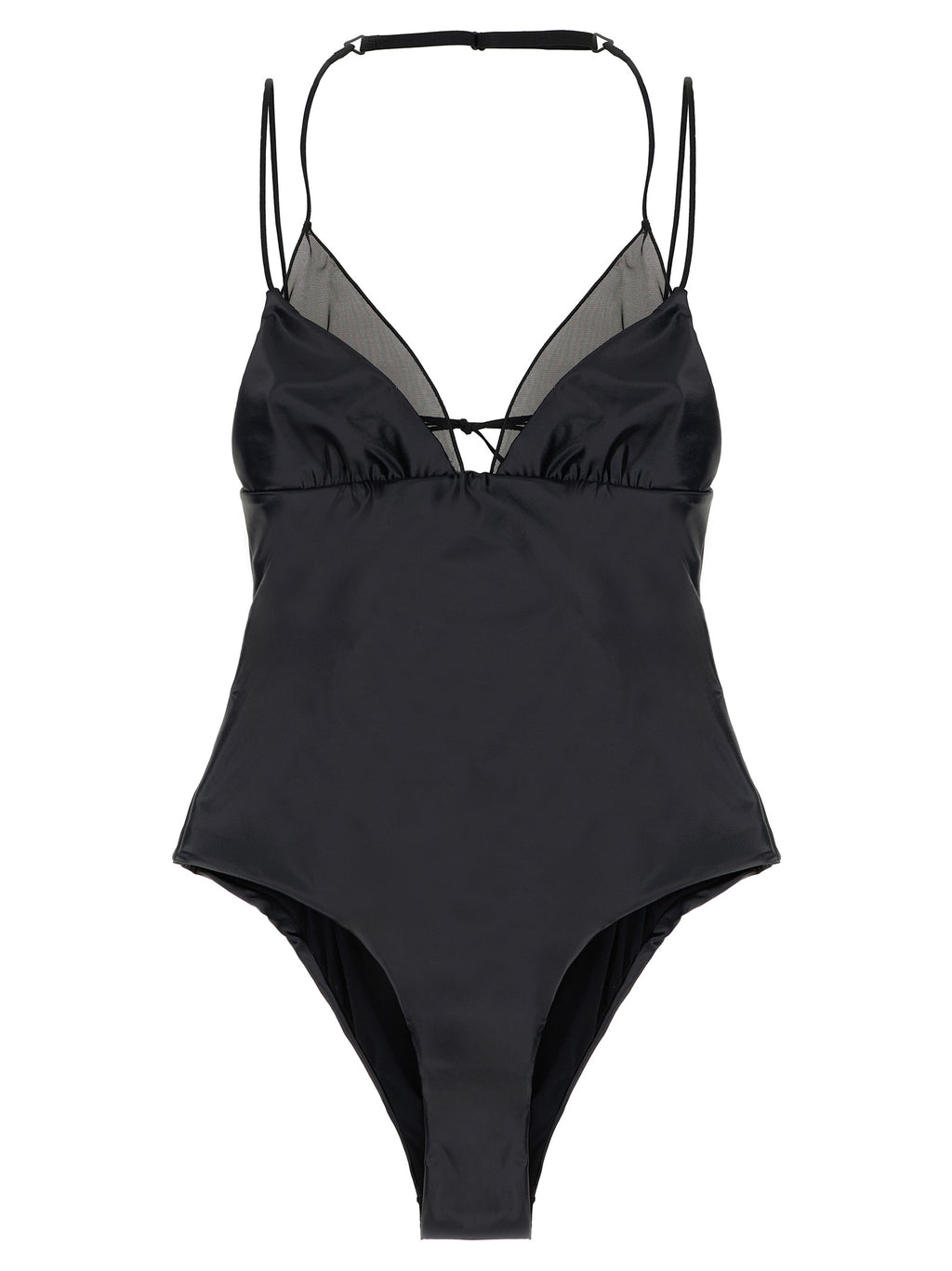 ALLIS Black Polyester One-Piece Swimsuit