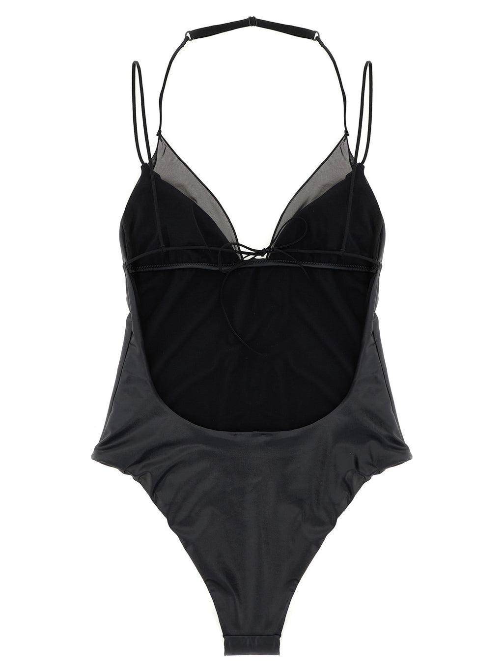 ALLIS Black Polyester One-Piece Swimsuit