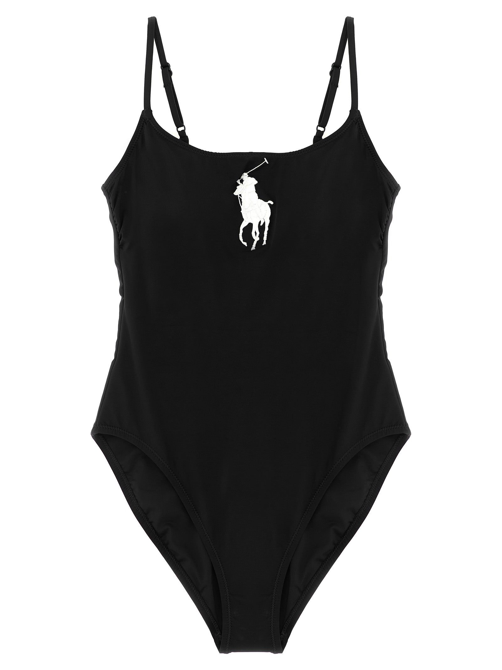 Traje de baño de una pieza de nailon negro Polo Ralph Lauren