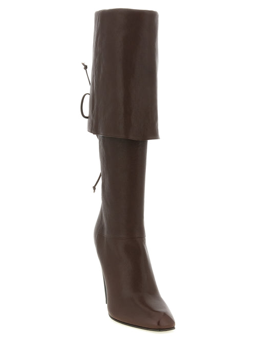 Alexander McQueen Botas altísimas de piel de cordero marrones