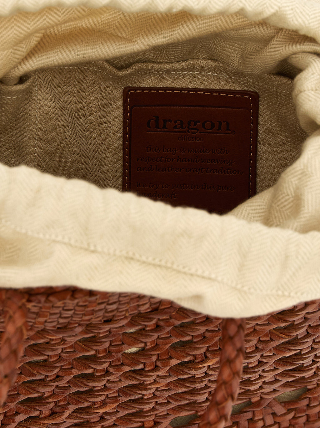 Bolso de mano de piel de becerro marrón Dragon Diffusion