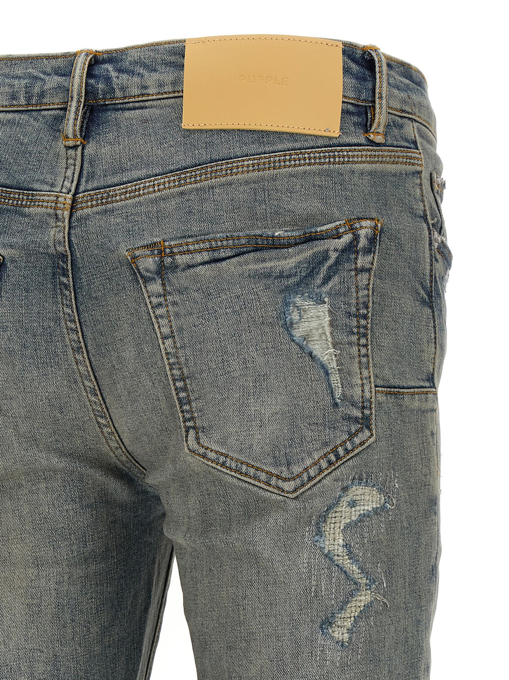 PURPLE Blue Cotton Slim Fit Jeans