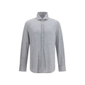 Brunello Cucinelli Blue Silk Dress Shirt