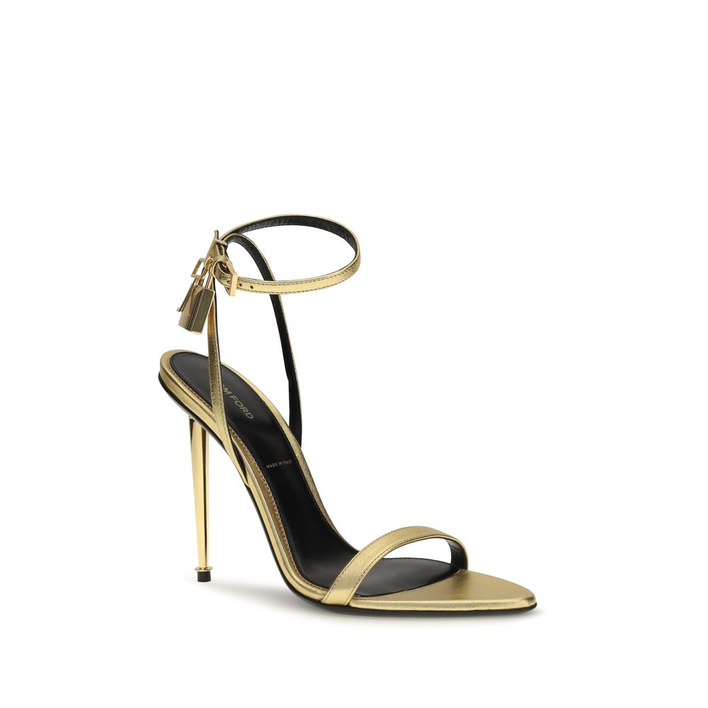 Sandalias Tom Ford Gold Lamb Ovis Aries de tacón de aguja