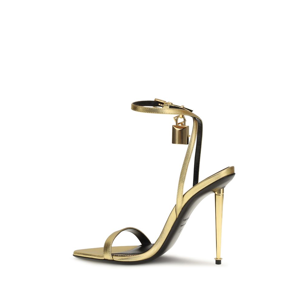 Sandalias Tom Ford Gold Lamb Ovis Aries de tacón de aguja