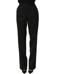 Dolce & Gabbana Black High Waist Straight Dress Trouser Pants
