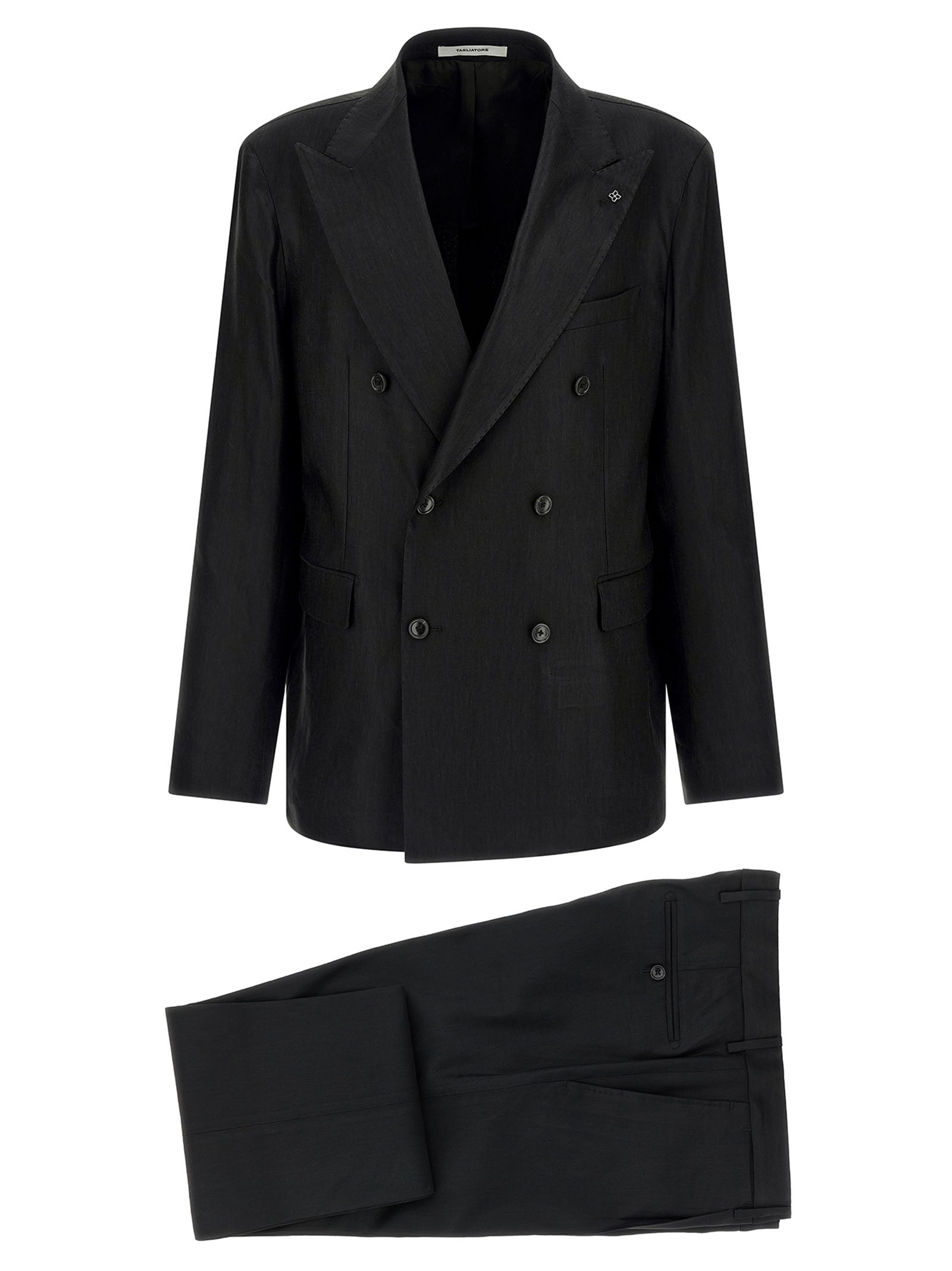 Traje de dos piezas Tagliatore de lino negro