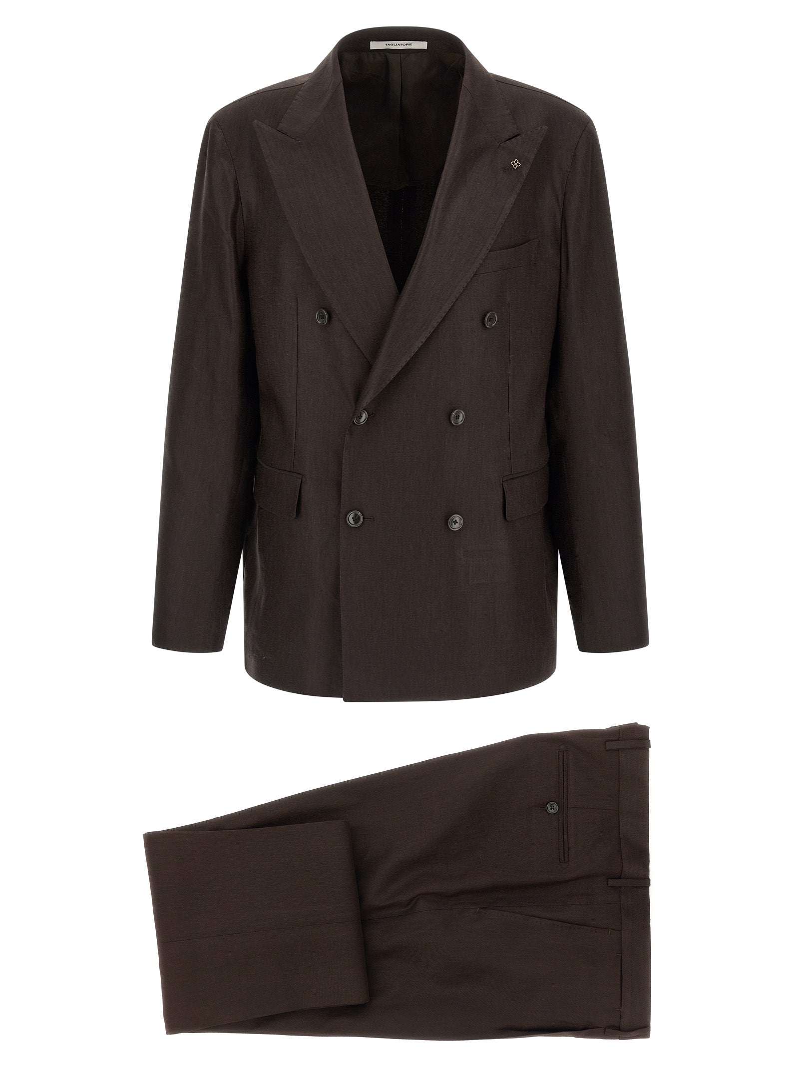 Traje de dos piezas Tagliatore de lino marrón