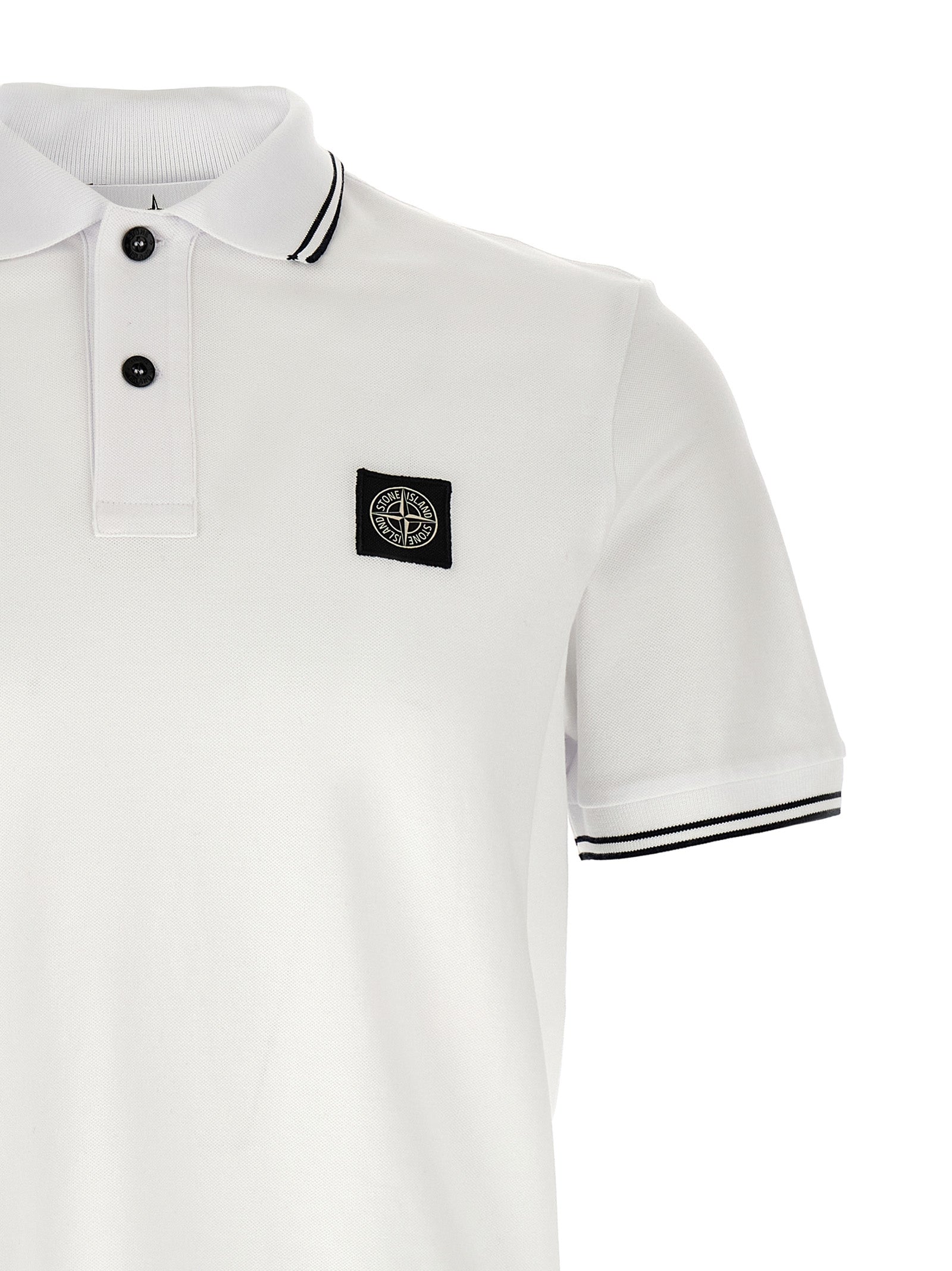 Polo de algodón blanco Stone Island