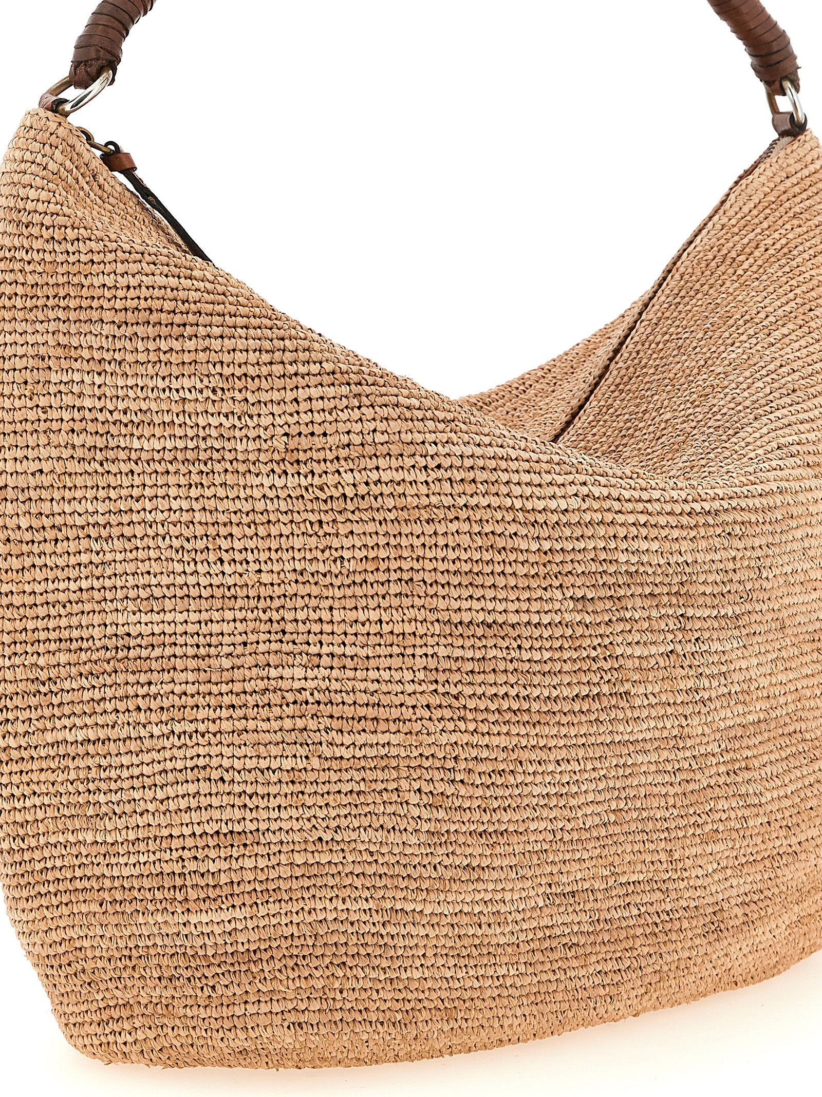 Bolso de Hombro de Rafia Beige Ibeliv