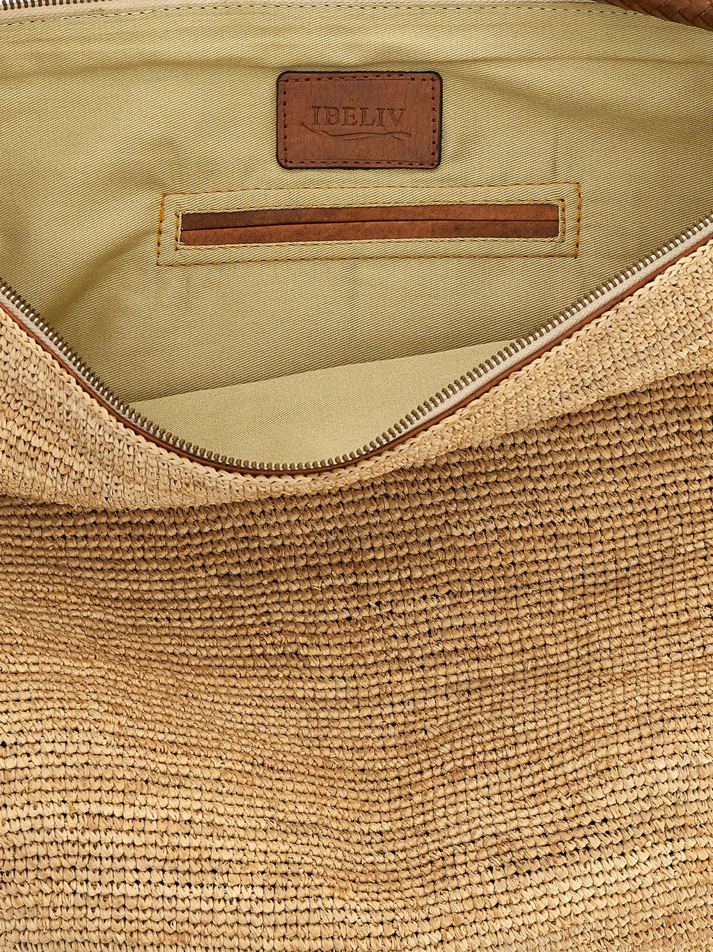 Bolso de Hombro de Rafia Beige Ibeliv