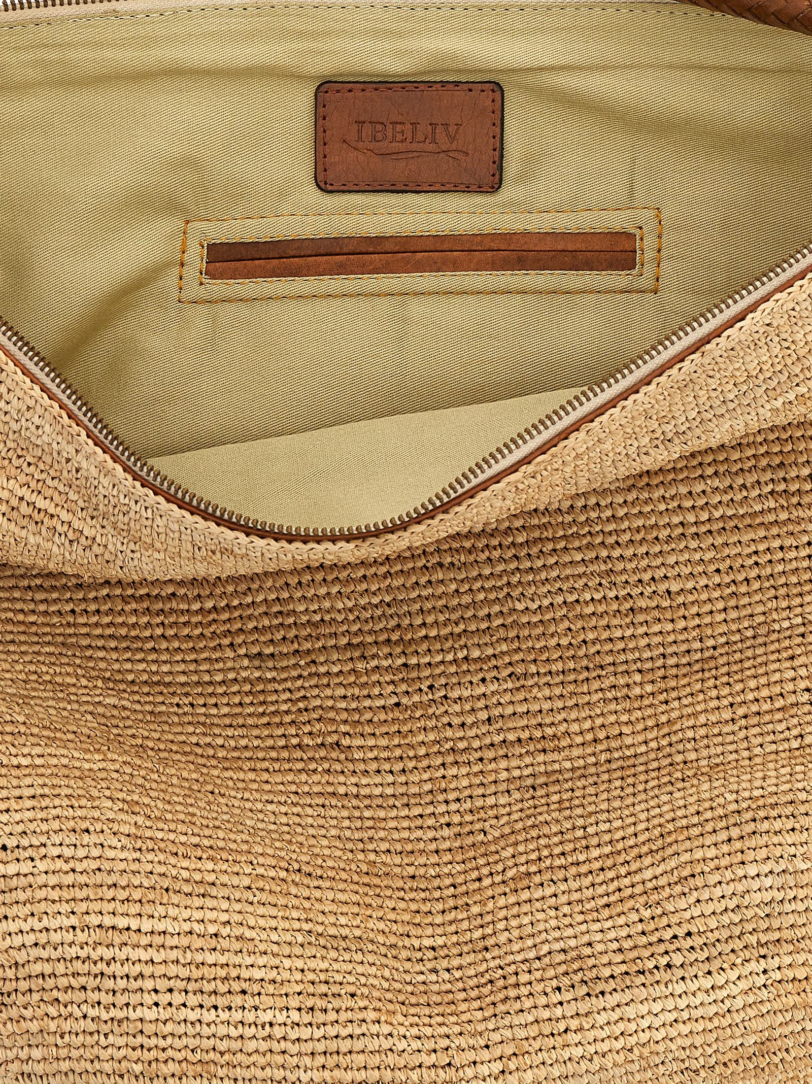 Bolso de Hombro de Rafia Beige Ibeliv