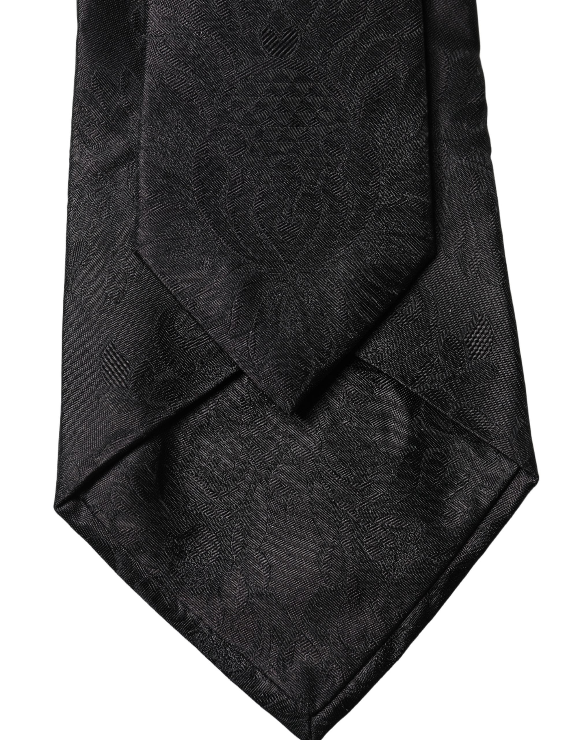 Corbata de seda tejida ajustable con estampado de cachemir negro para mujer Dolce & Gabbana