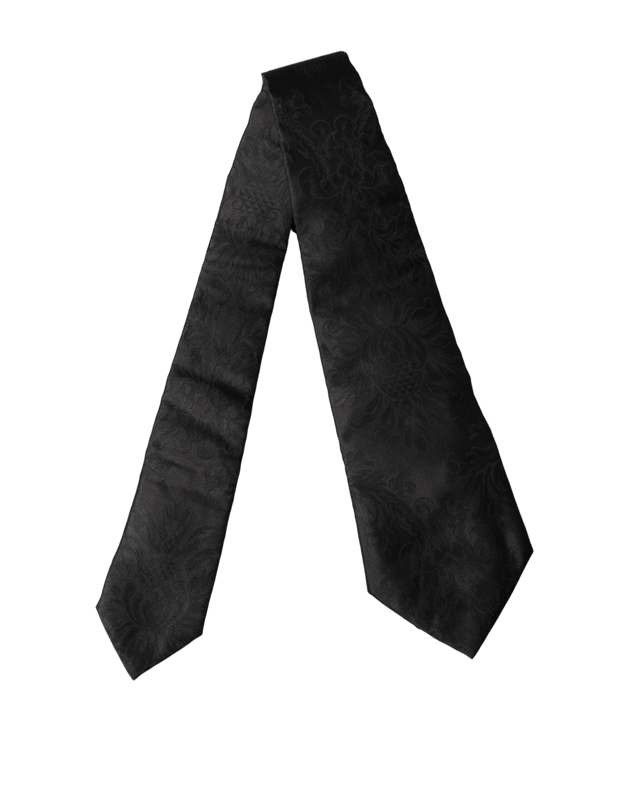 Corbata de seda tejida ajustable con estampado de cachemir negro para mujer Dolce & Gabbana