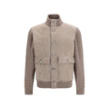 Brunello Cucinelli Beige Calf Leather Bos Taurus Leather Jacket