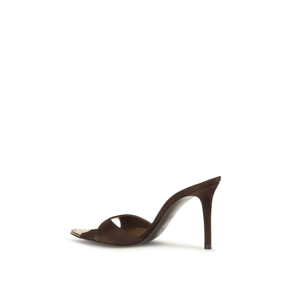 Giuseppe Zanotti Black Calf Leather Bos Taurus Stiletto Heel Sandals