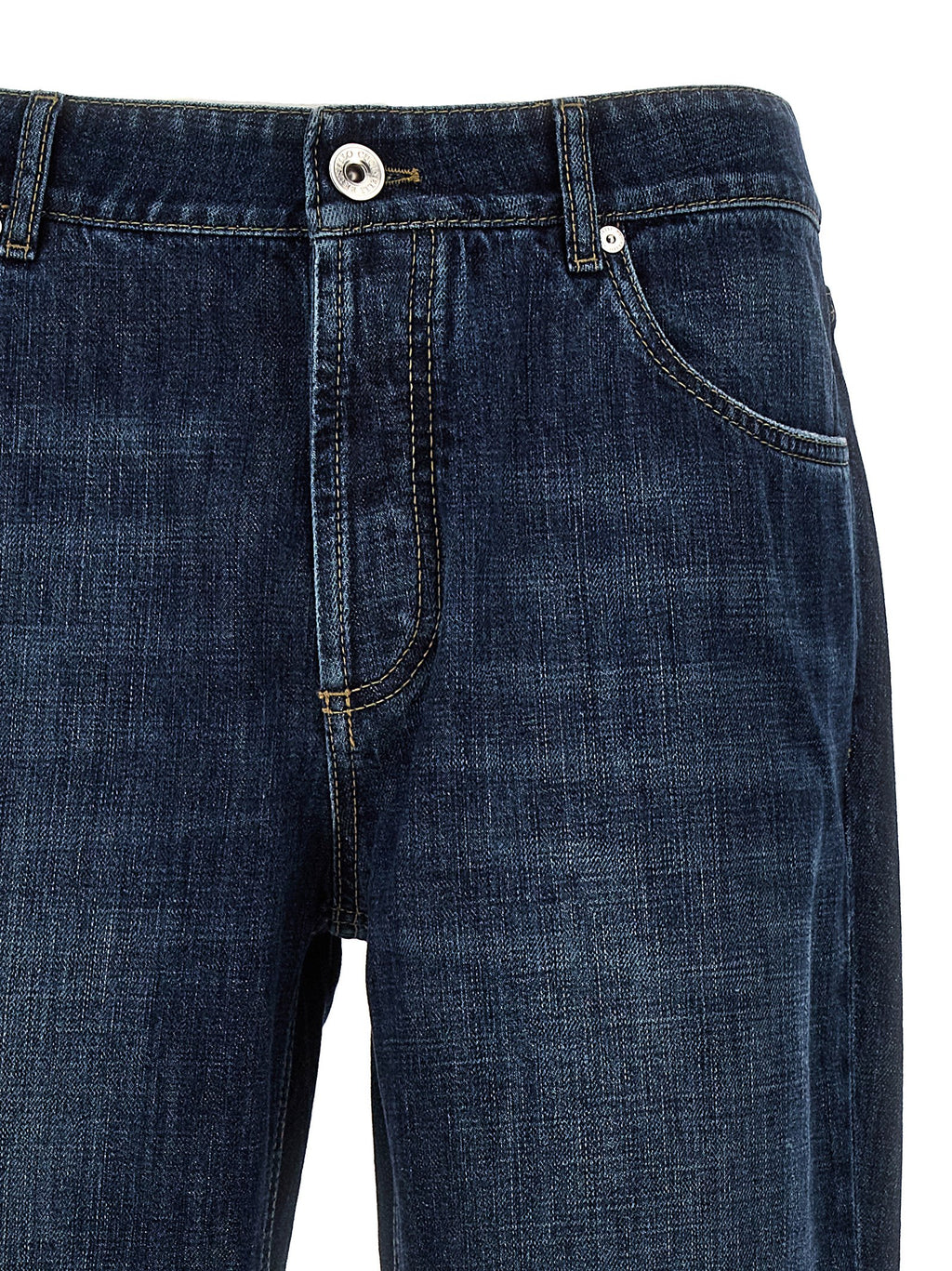 Brunello Cucinelli Blue Cotton Straight-Leg Jeans