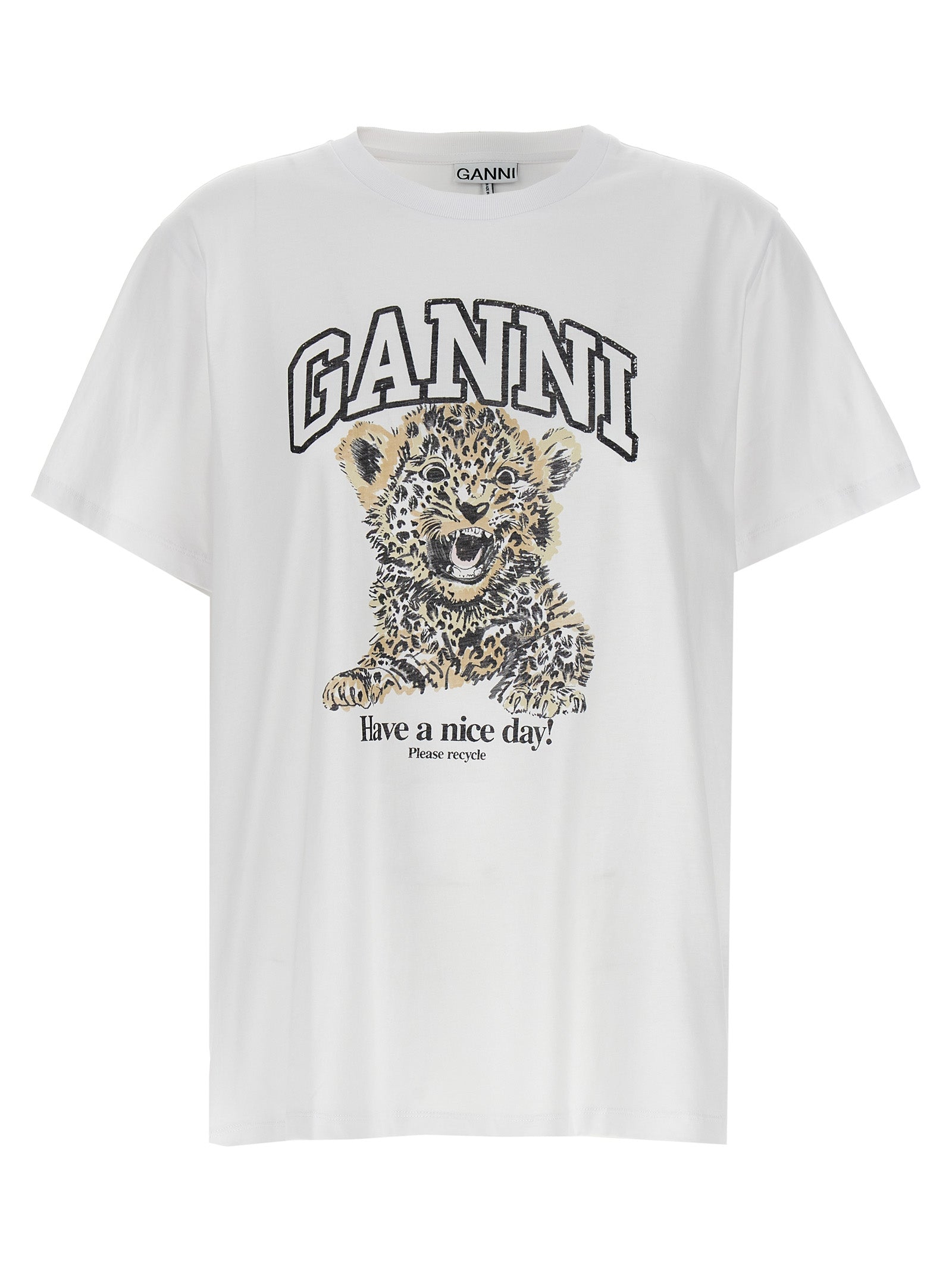 Camiseta Ganni de algodón blanco