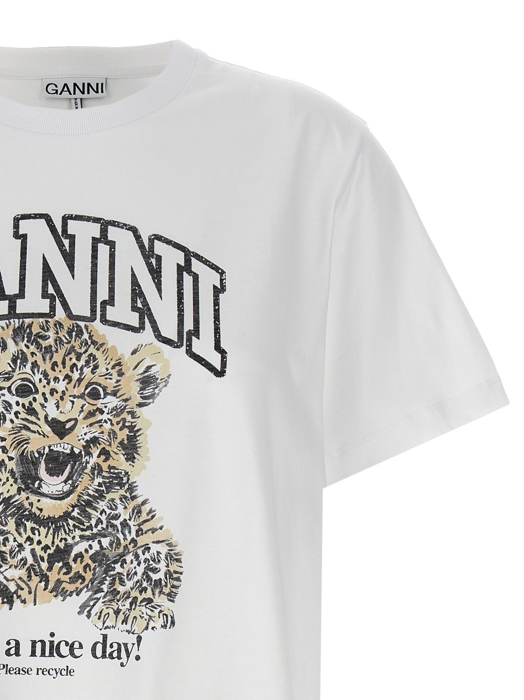 Camiseta Ganni de algodón blanco