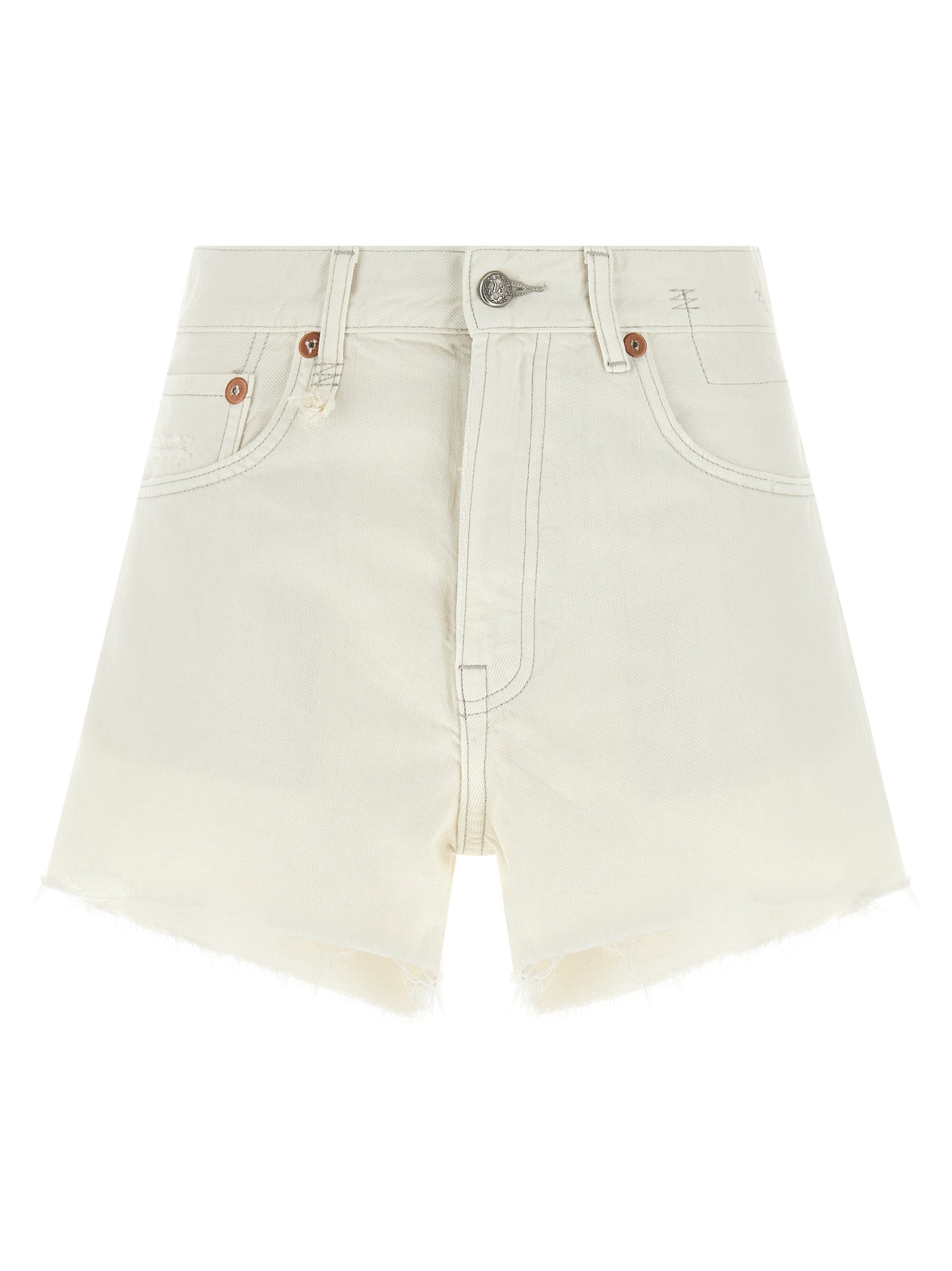 Pantalones cortos tipo bermuda de algodón blanco R13