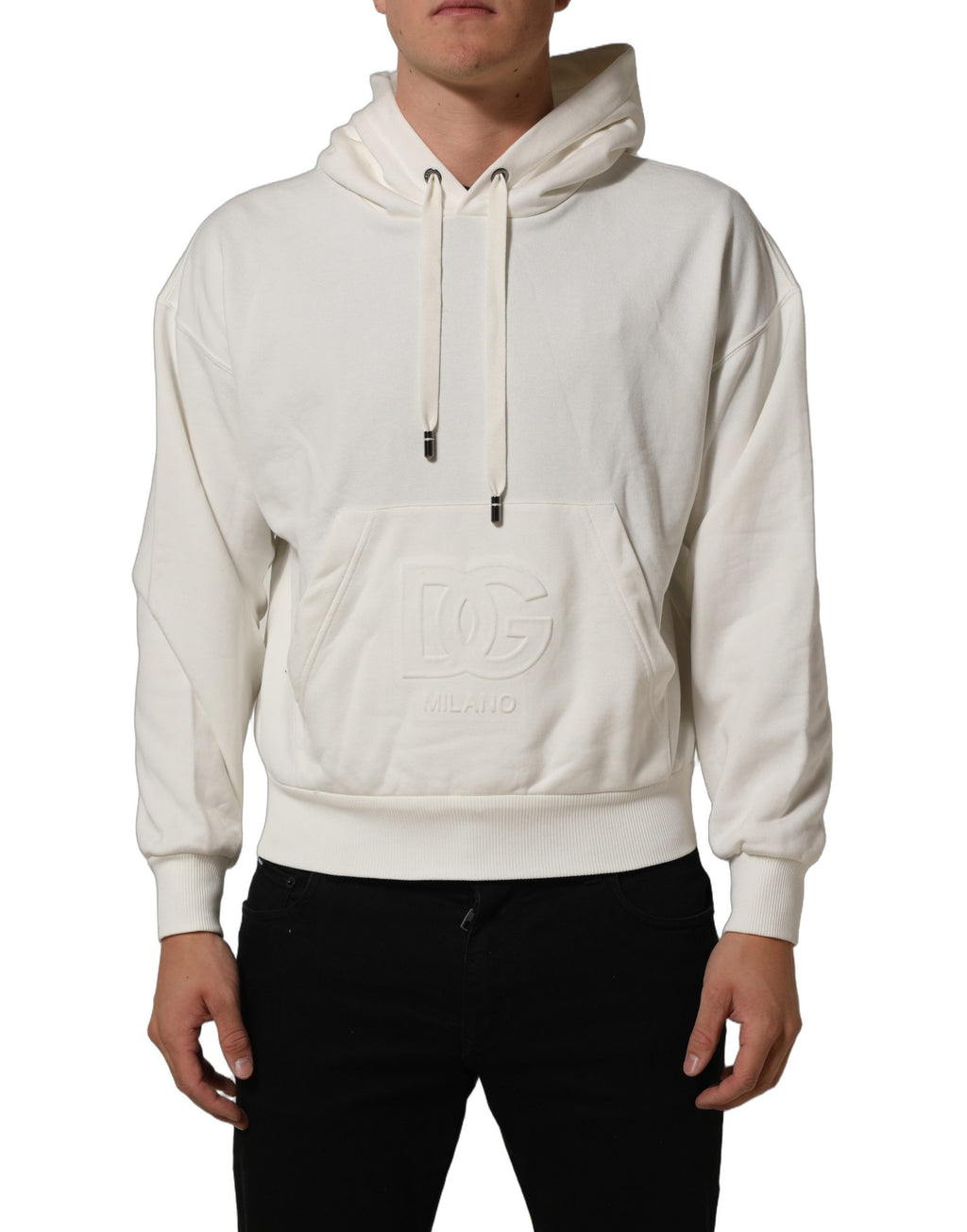 Dolce & Gabbana White Logo Hooded PulloverSweatshirt Sweater