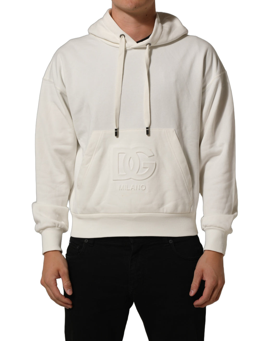 Dolce & Gabbana White Logo Hooded PulloverSweatshirt Sweater