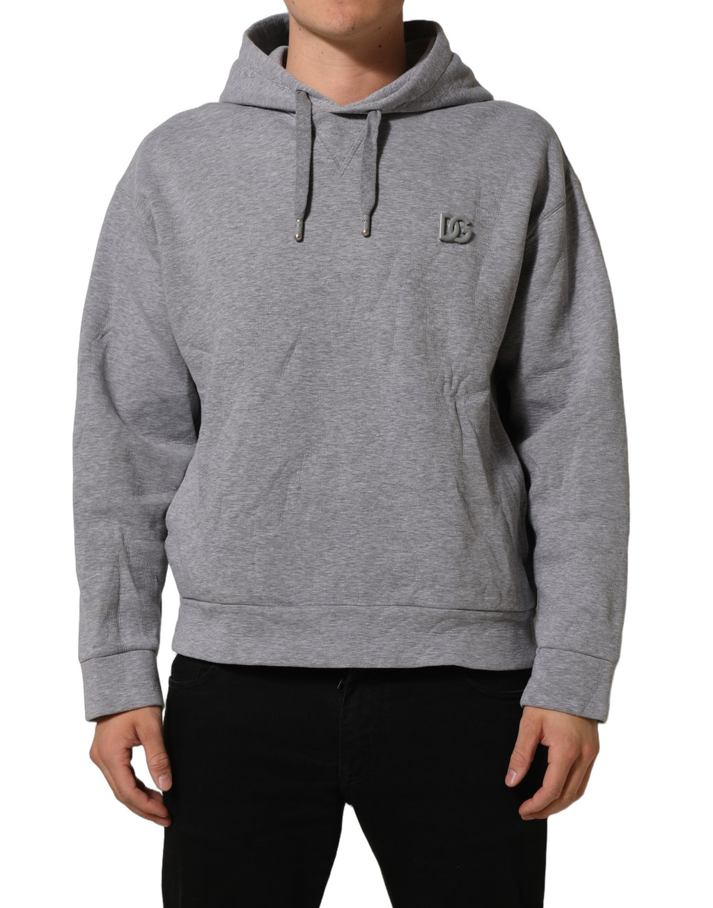 Dolce & Gabbana Gray Cotton Logo Hooded Sweatshirt Sweater